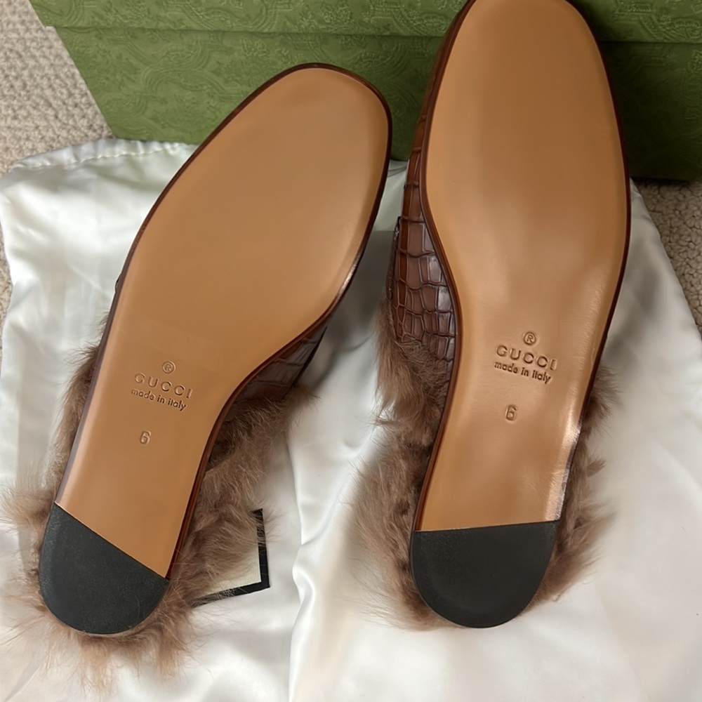 NWT- Gucci crocodile Princetown shearling mules 😍 - Picture 7 of 11